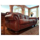 Leather Three Seat Sofa with Nail Head Trim, PAIR AVAILABLE 