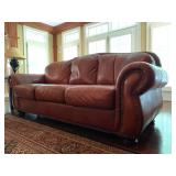Leather Three Seat Sofa with Nail Head Trim, PAIR AVAILABLE 
