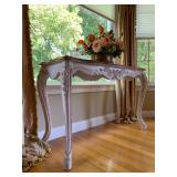 Fremarc Dinning Room Set, Six Carved Frame Rush Seat Chairs, Sideboard and HutchFremarc Dinning Room