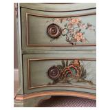 Vintage Hand Painted Chinoiserie Bedroom Set with Marble Top, Signed R. Welch 