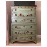 Vintage Hand Painted Chinoiserie Bedroom Set with Marble Top, Signed R. Welch 