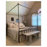 Canopy Bed, Rustic End of Bed Bench 