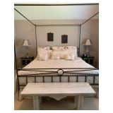 Canopy Bed, Rustic End of Bed Bench 