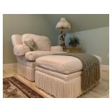 Rowe Furniture Fringe Accented Armchair and Ottoman 