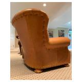 Ralph Lauren Tufted Back Leather Club Chair with Ottoman 