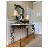 Door Top Iron Base Console Table with Mirror 