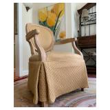 Quilted Oval Back Accent Chairs with Skirt 