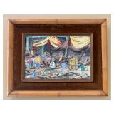 Hand Painted Tile, Signed Elone 