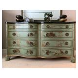 intage Hand Painted Chinoiserie Bedroom Set with Marble Top