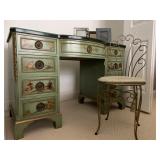 Vintage Hand Painted Chinoiserie Bedroom Set with Marble Top, Signed R. Welch 