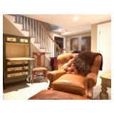 Ralph Lauren Tufted Back Leather Club Chair with Ottoman, Drop Front Desk 