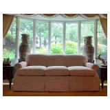 Rose Medallion Chinese Export Pottery Floor Vases, PAIR, Kravet Three Seat Sofa 