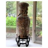 Rose Medallion Chinese Export Pottery Floor Vases, PAIR 