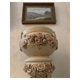 Thomas William Morley, 1859-1925, Watercolor, Weller Pottery Jardiniere on Stand