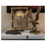 Howard Miller Brass Mantle Clock, Coffee Table Books 