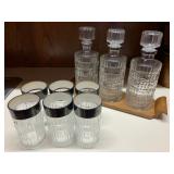 Vintage Barware, Dorothy Thorpe Style Silver Rim 