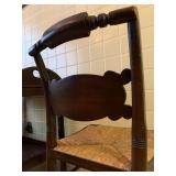 Hitchcock Pedestal Table with Six Rush Seat Chairs 