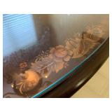 Hitchcock Pedestal Table with Six Rush Seat Chairs 