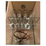 Vintage Barware, Doroty Thorpe Style with Silver Rim 