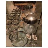 Vintage Barware, Doroty Thorpe Style with Silver Rim 