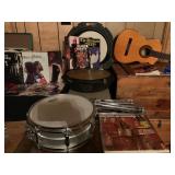 Snare Drum, Cymbal, Guitar, Vinyl Records 