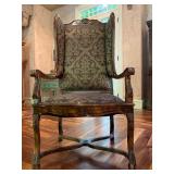 19th C Biedermeier Wingback Exposed Arm Armchairs, PAIR