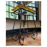 Tray Top Stand with Wrought Iron Base