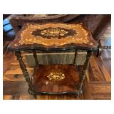 Italian Inlaid Two Tier Accent Table
