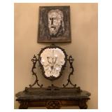 Baroque Mirror on Stand, Untitled, G. N. Meo, 1955, Collage/Silver Leaf and Oil 