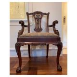 Baker Furniture Historic Charleston Furniture Banded Dining Table and Carved Chippendale Chairs, SET