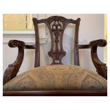 Baker Furniture Historic Charleston Furniture Banded Dining Table and Carved Chippendale Chairs, SET