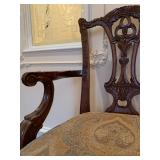 Baker Furniture Historic Charleston Furniture Banded Dining Table and Carved Chippendale Chairs, SET
