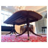Baker Furniture Historic Charleston Furniture Banded Dining Table and Carved Chippendale Chairs, SET