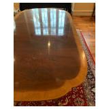 Baker Furniture Historic Charleston Furniture Banded Dining Table and Carved Chippendale Chairs, SET