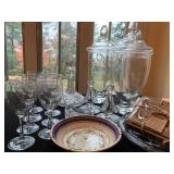 Crystal Stemware, Vintage Dutch Plate on Wire