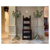 Arts and Crafts Carved Hall Chairs, PAIR