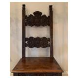 Arts and Crafts Carved Hall Chairs, PAIR