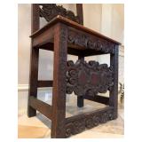 Arts and Crafts Carved Hall Chairs, PAIR