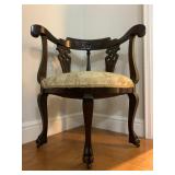 Claw Foot Corner Chair with Carved Face 