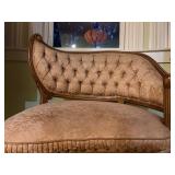 Asymmetrical Fan Back Tufted Antique Chairs, PAIR 
