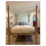Classical Antique French Four Poster, Bernhardt Bed Side Tables, PAIR 