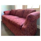Rounded Back Damask Three Seat Sofa 