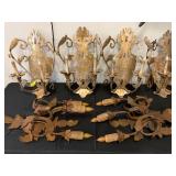 Antique Wrought Iron Sconces, Gilt Sconces 