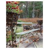  Wrought Iron Planters, Slatted Garden Bench 