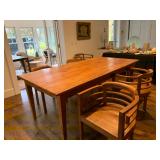Antique Farm Table with Barrel Back Chairs 