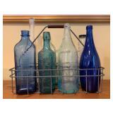 Vintage Bottles, Wire Bottle Carrier 