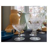 Antique Yellow Ware Collection, Etched Stemware 