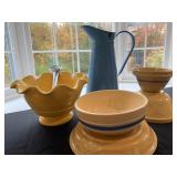 Antique Yellow Ware Collection Enamel Pitchers 