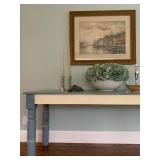 Francisco A Carter, Watercolor, Turned Leg Library Table in Pastel 