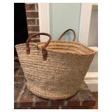 Woven Basket with Leather Handles  